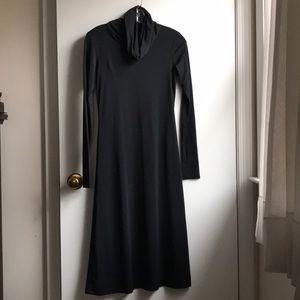 Vintage Cowl Neck Midi Dress Black Made in USA M